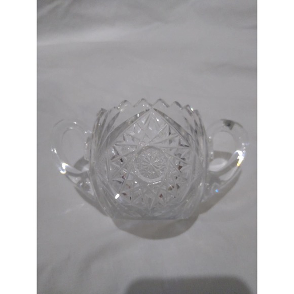 Vintage ABG hobstar cut crystal sugarbowl and creamer - Picture 4 of 7